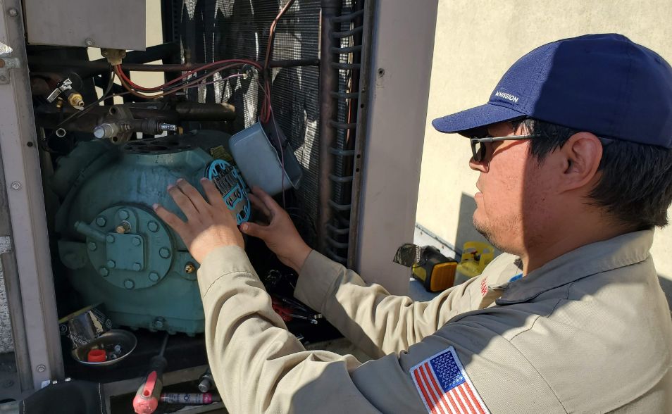 Engineer doing HVAC repair